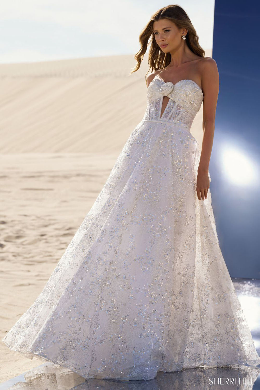 Sherri Hill 56823 prom dress images.  Sherri Hill 56823 is available in these colors: Ivory.