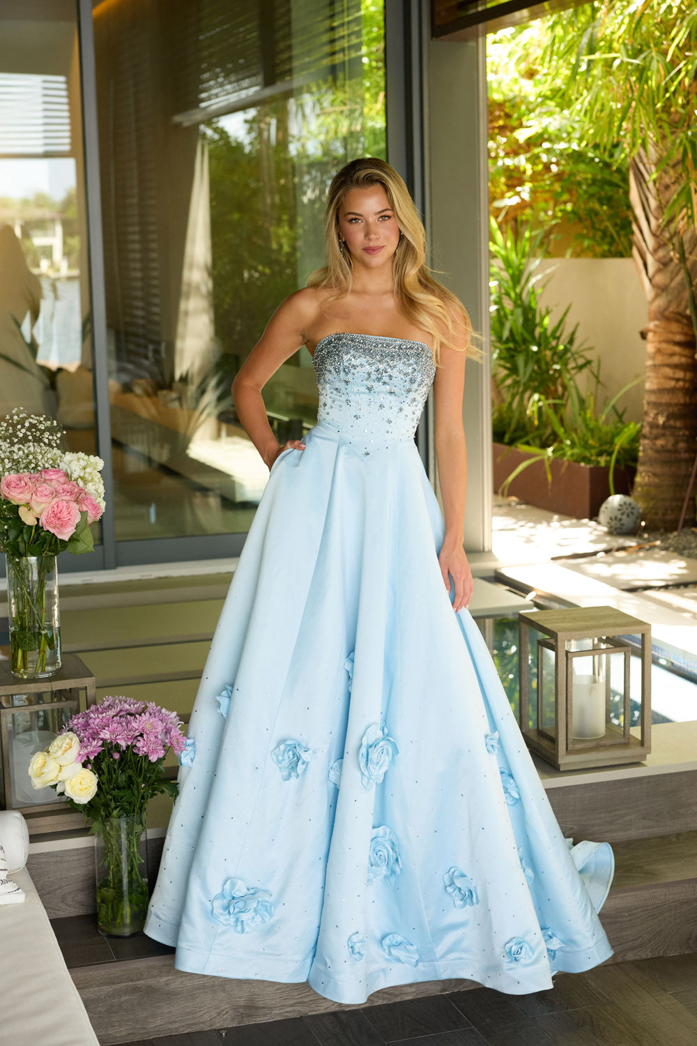 Ava Presley 26532 prom dress images.  Ava Presley 26532 is available in these colors: Light Blue, White, Cherry Red, Coral Pink, Periwinkle.