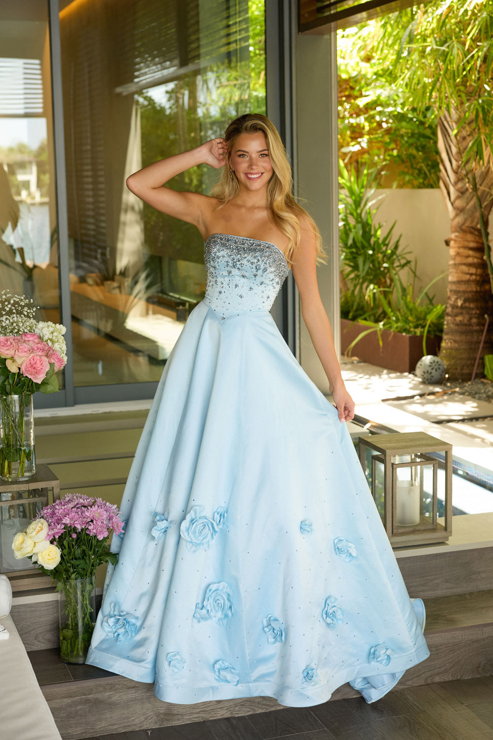 Ava Presley 26532 prom dress images.  Ava Presley 26532 is available in these colors: Light Blue, White, Cherry Red, Coral Pink, Periwinkle.