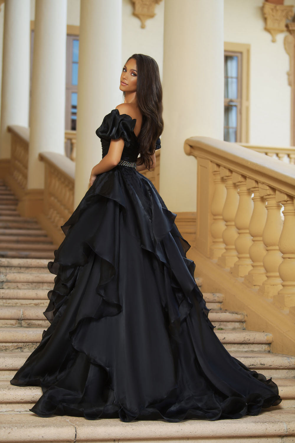 Ava Presley 28571 prom dress images. Ava Presley 28571 is available in these colors: Royal, Red, Orchid, Light Blue, White, Fuchsia, Black.