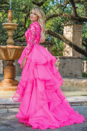 Ava Presley 28595 prom dress images. Ava Presley 28595 is available in these colors: Neon Pink, Turquoise.