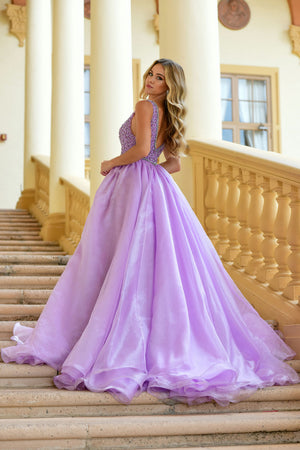Ava Presley 38342 prom dress images.  Ava Presley 38342 is available in these colors: Lilac, White, Ice Blue, Periwinkle.