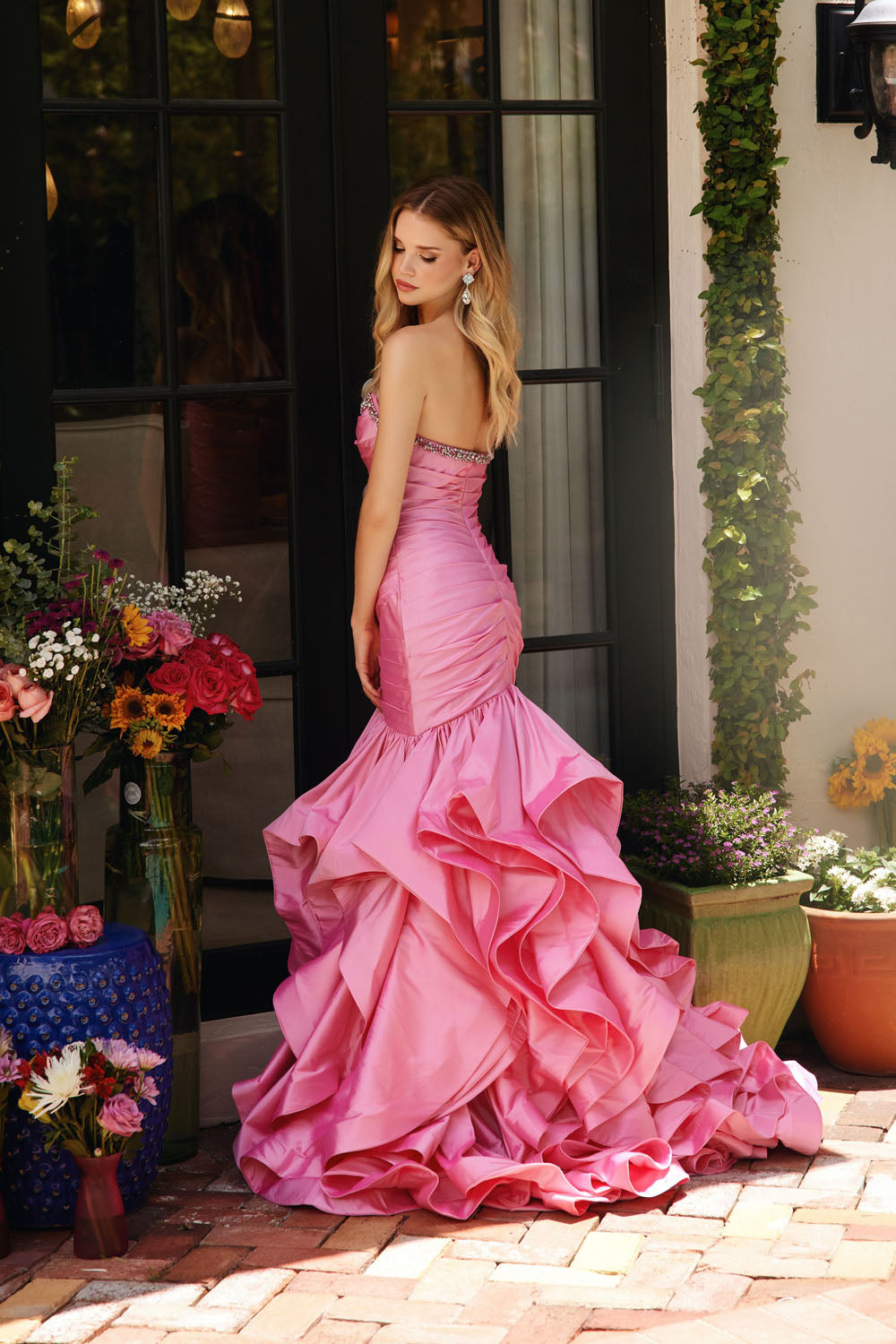 Ava Presley 40068 prom dress images.  Ava Presley 40068 is available in these colors: Red,Bubble Gum,Sky Blue.