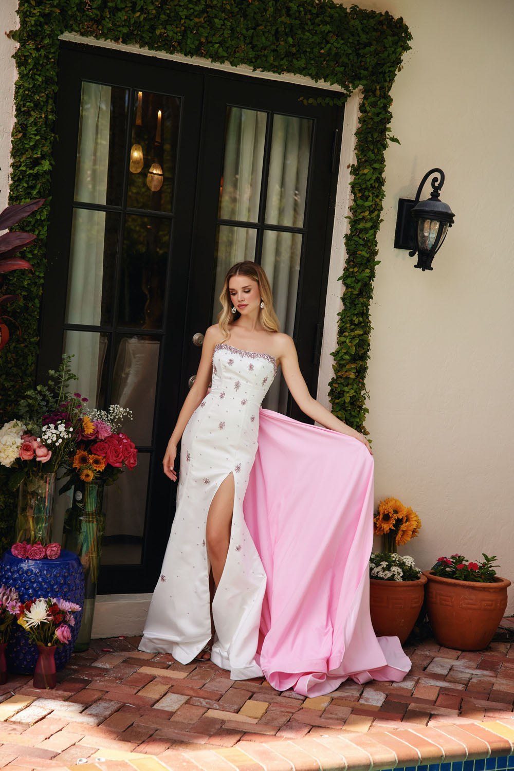Ava Presley 40088 prom dress images.  Ava Presley 40088 is available in these colors: Off White Light Pink,Off White Light Blue,Periwinkle,Jade.