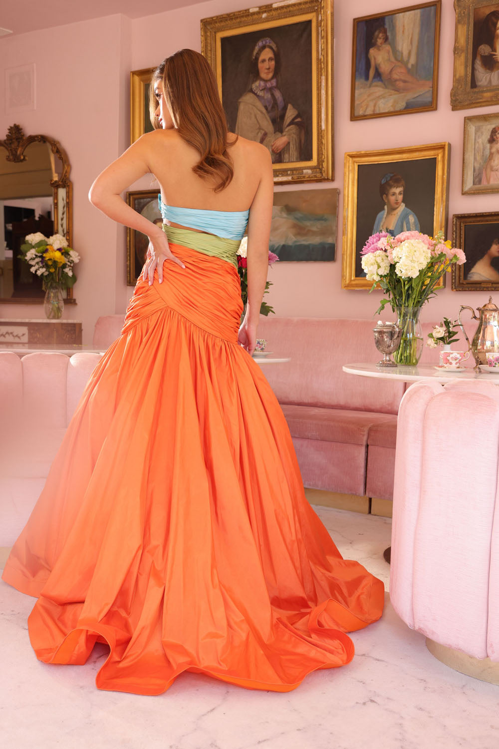 Ava Presley 40148 prom dress images.  Ava Presley 40148 is available in these colors: Aqua Green Orange,Pink White Black.