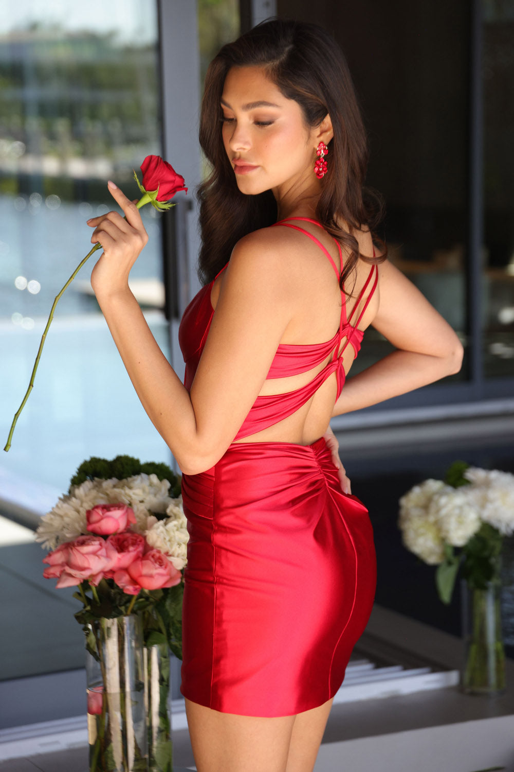 Ava Presley 47131 prom dress images.  Ava Presley 47131 is available in these colors: Red, Emerald, Royal, Grey.