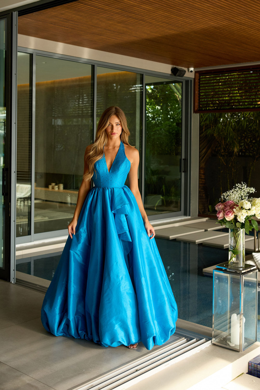 Ava Presley 47146 prom dress images.  Ava Presley 47146 is available in these colors: Royal, White, Turquoise, Watermelon.