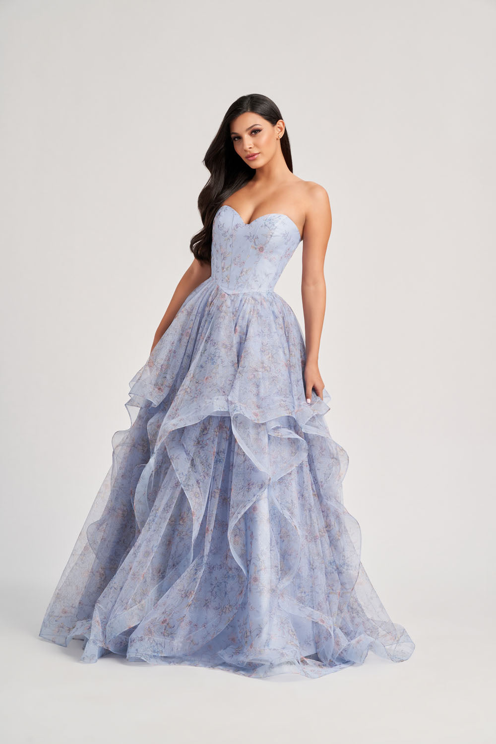 Colette CL8180 prom dress images.  Colette CL8180 is available in these colors: Ocean Blue Multi.