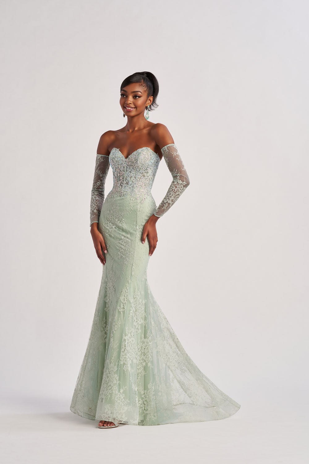 Colette CL8415 prom dress images.  Colette CL8415 is available in these colors: Light Sage, Pink, Black.