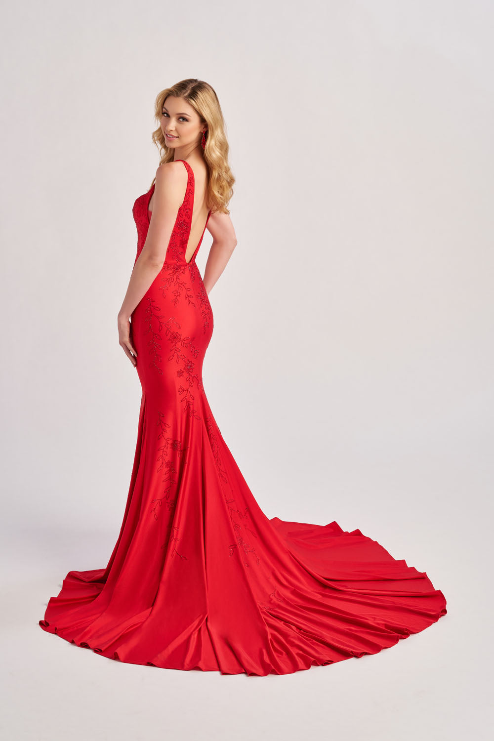 Colette CL8475 prom dress images.  Colette CL8475 is available in these colors: Cloud Blue, Candy Apple.