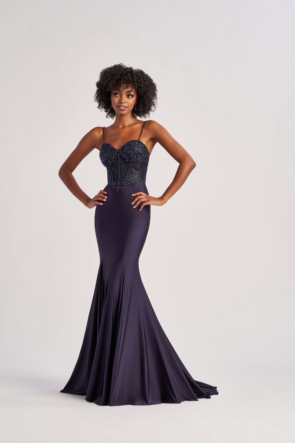Colette CL8515 prom dress images.  Colette CL8515 is available in these colors: Plum, Midnight.