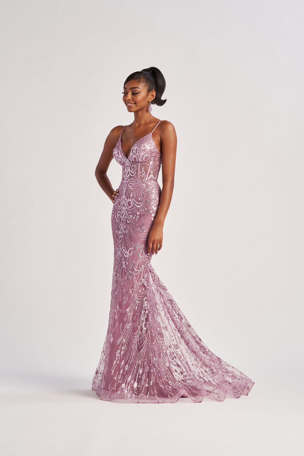 Colette CL8630 prom dress images.  Colette CL8630 is available in these colors: Heather.