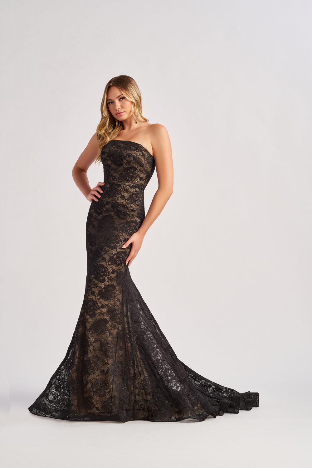 Colette CL8670 prom dress images.  Colette CL8670 is available in these colors: Black Nude, Turquoise.