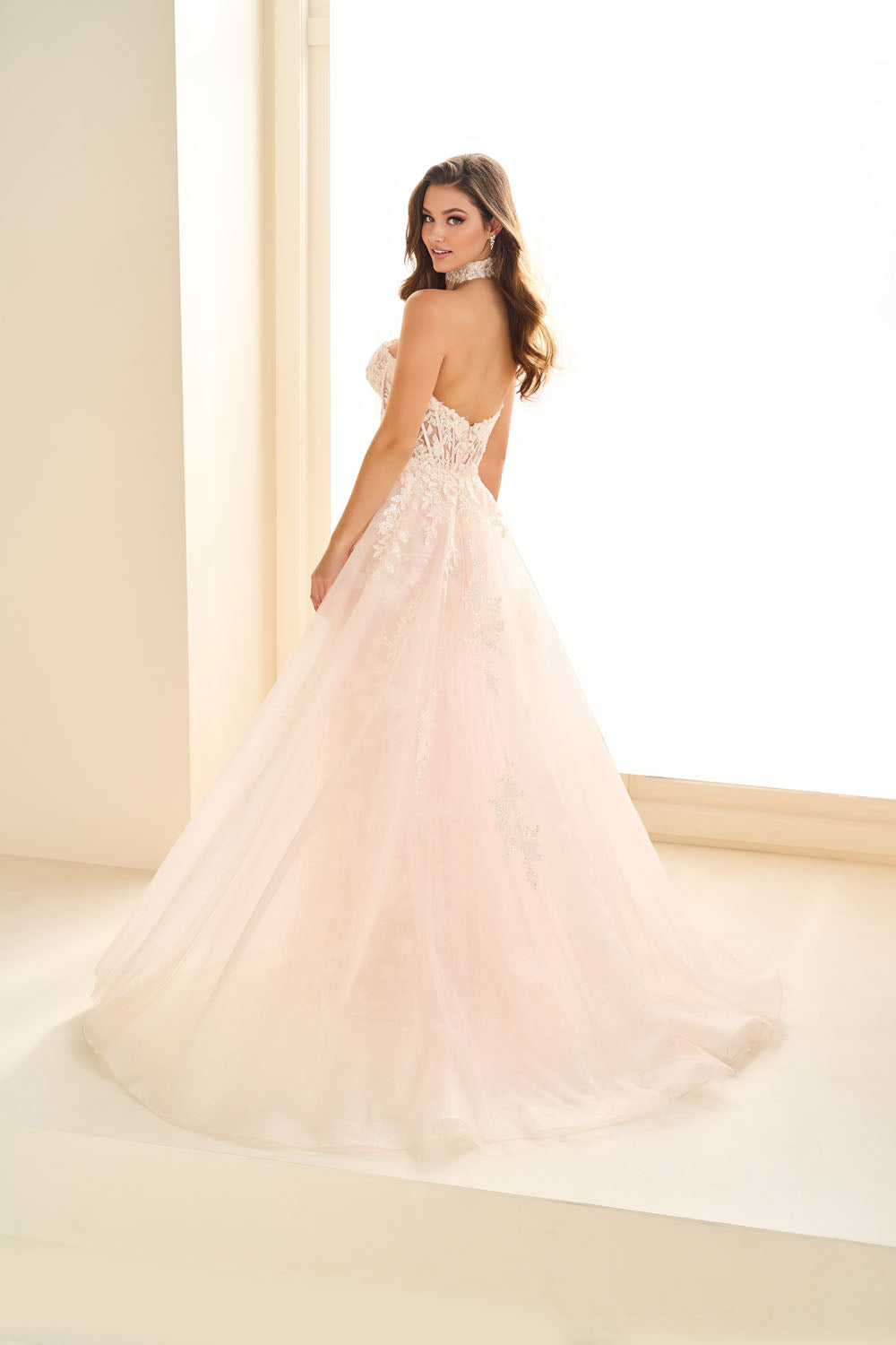 Ellie Wilde EW36028 mermaid prom dress images.  Ellie Wilde EW36028 is available in these colors: Petal, Ivory, Black.