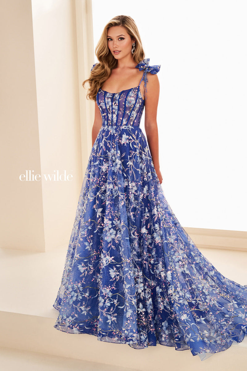 ellie wilde blue dress Ellie Wilde EW36021  Twirl Prom