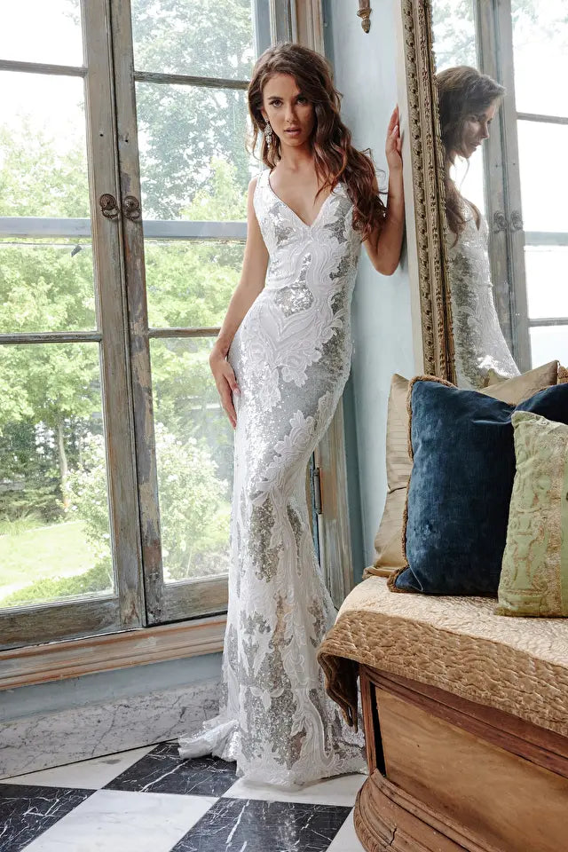 Jovani silver deals dress