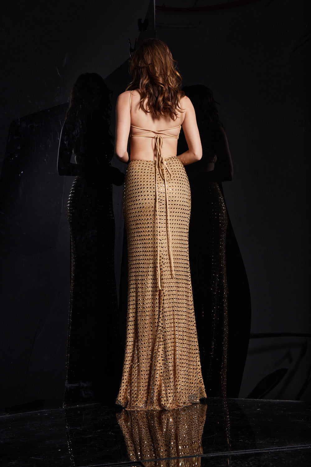 Jovani 36810 gold prom dress.