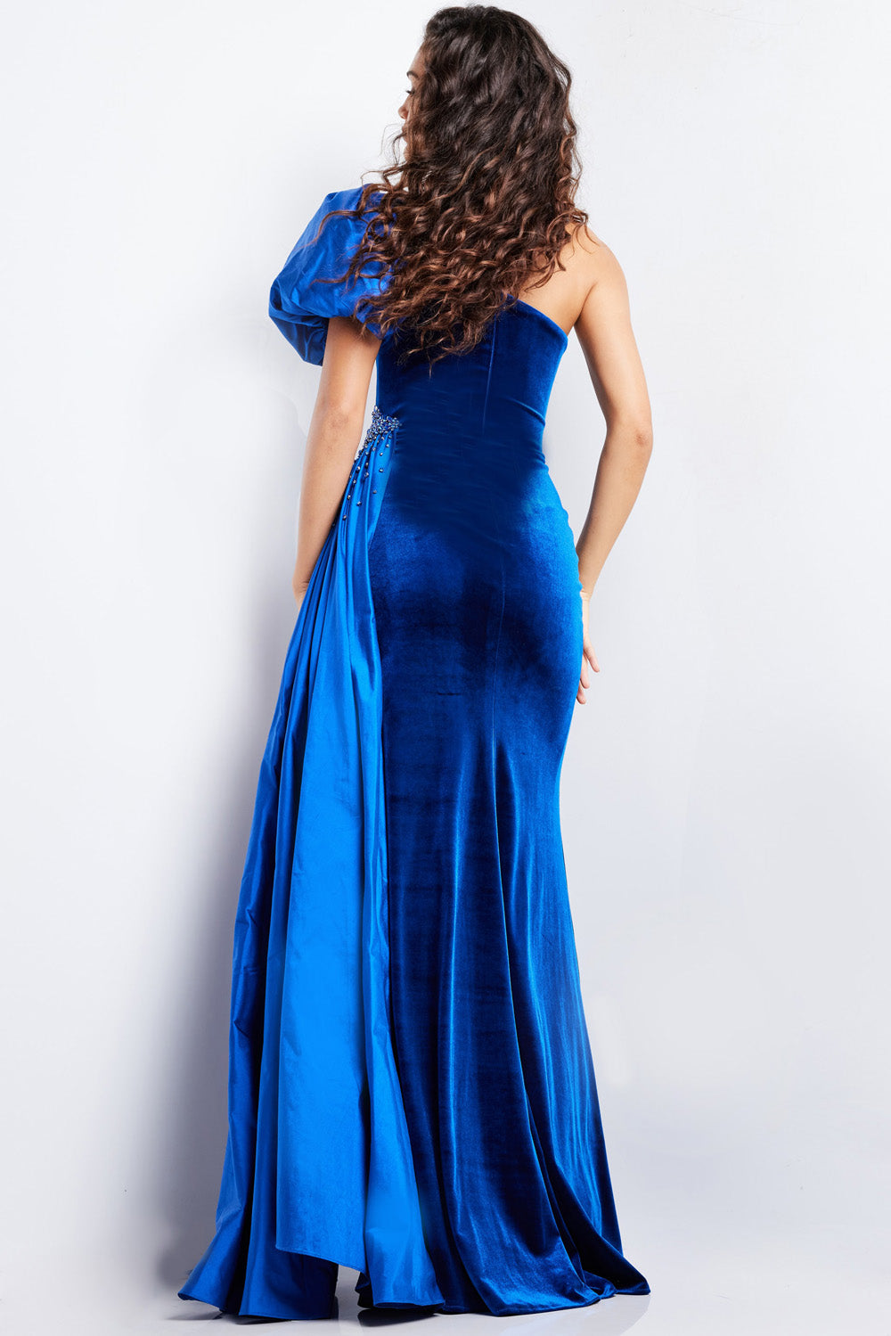 Jovani 36878 Royal blue formal gown with a fitted silhouette and elegant beading detail.
