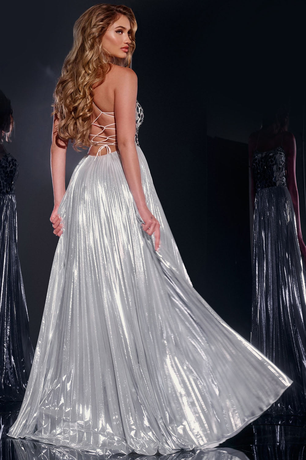 Jovani 41117 prom dress images.  Jovani 41117 is available in these colors: Silver, Purple, Red.
