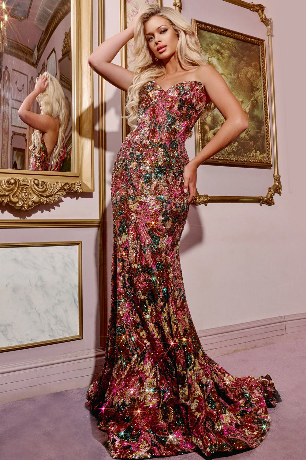 Jovani 44072 prom dress images.  Jovani 44072 is available in these colors: Multi.