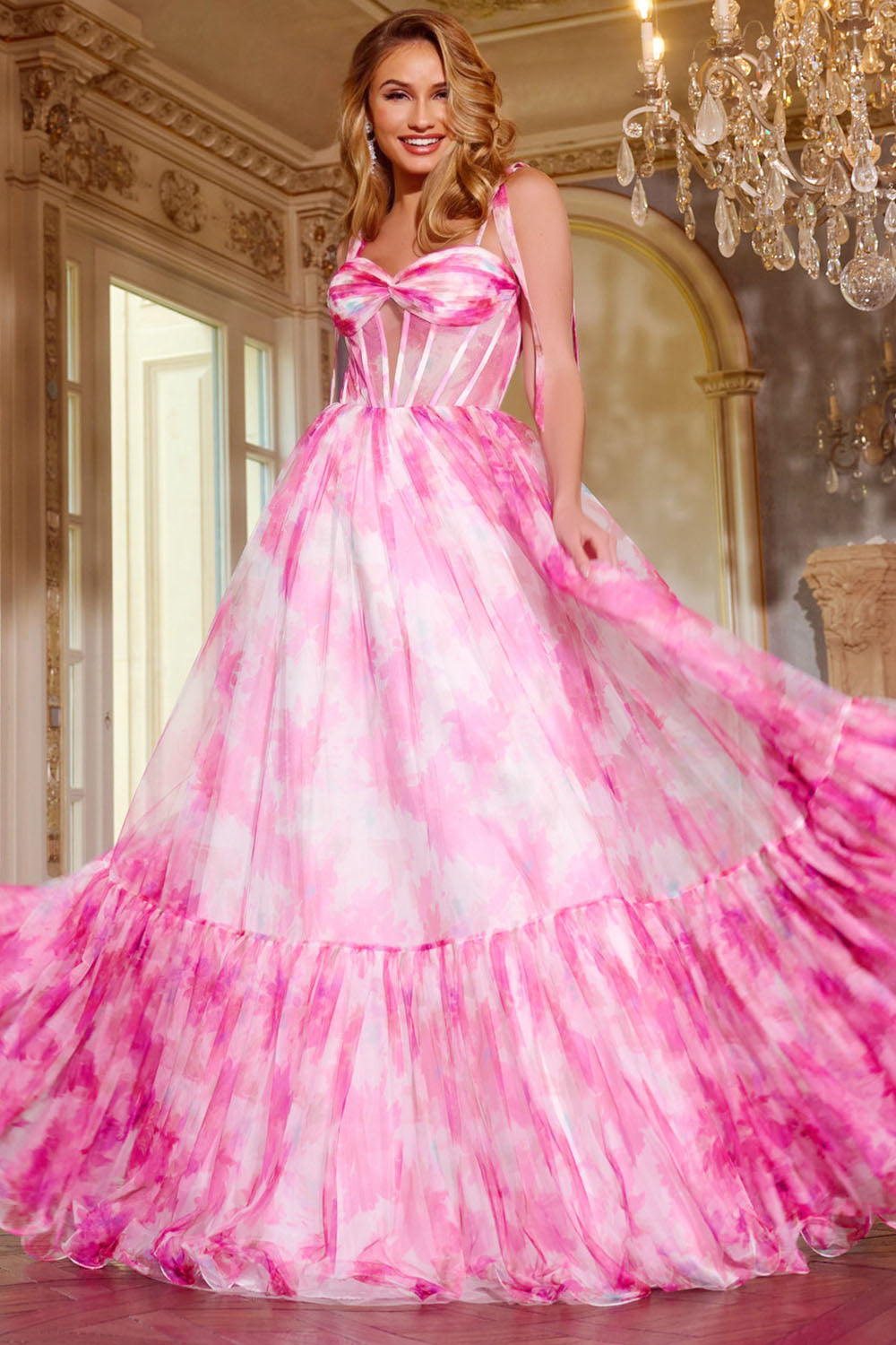 Jovani 44181 prom dress images.  Jovani 44181 is available in these colors: Pink Multi.