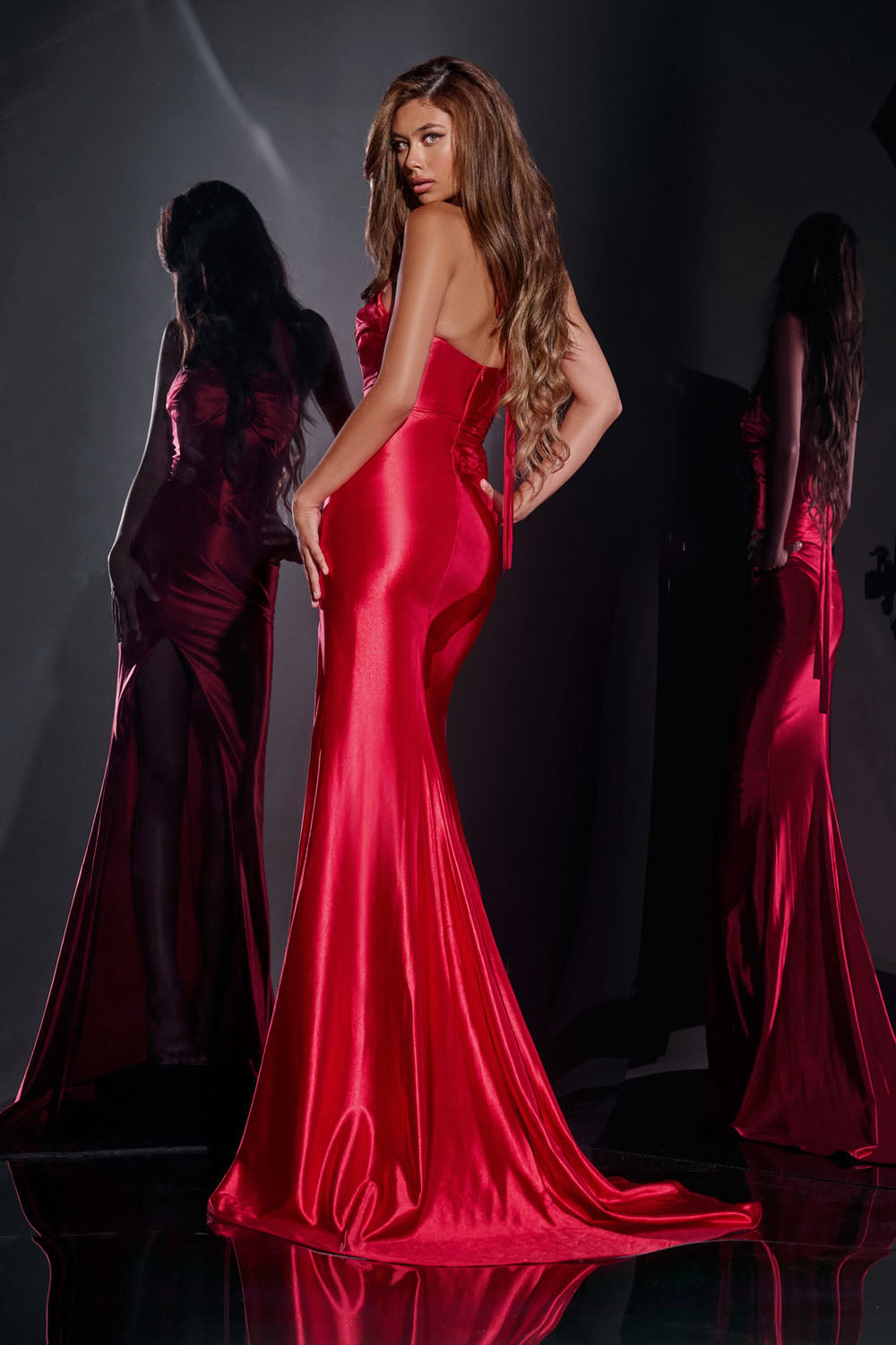 Jovani D5006 prom dress images.  Jovani D5006 is available in these colors: Red, Purple, Black.