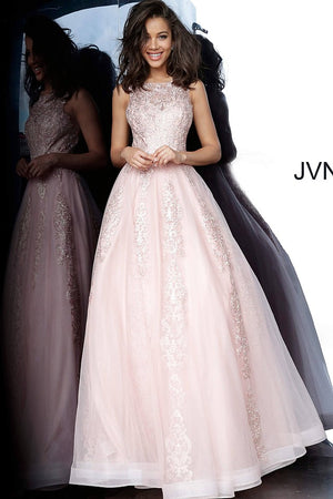 Jovani JVN59046 prom dress images.  Jovani style JVN59046 is available in these colors: Lilac, Blush, Charcoal, Fuchsia, Hot Pink, Ivory Aqua, Navy Aqua, Royal, Wine.