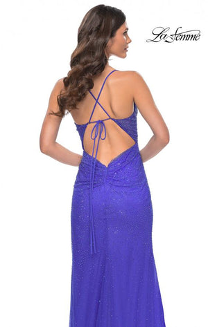 La Femme 31701 prom dress images.  La Femme 31701 is available in these colors: Black, Royal Blue.