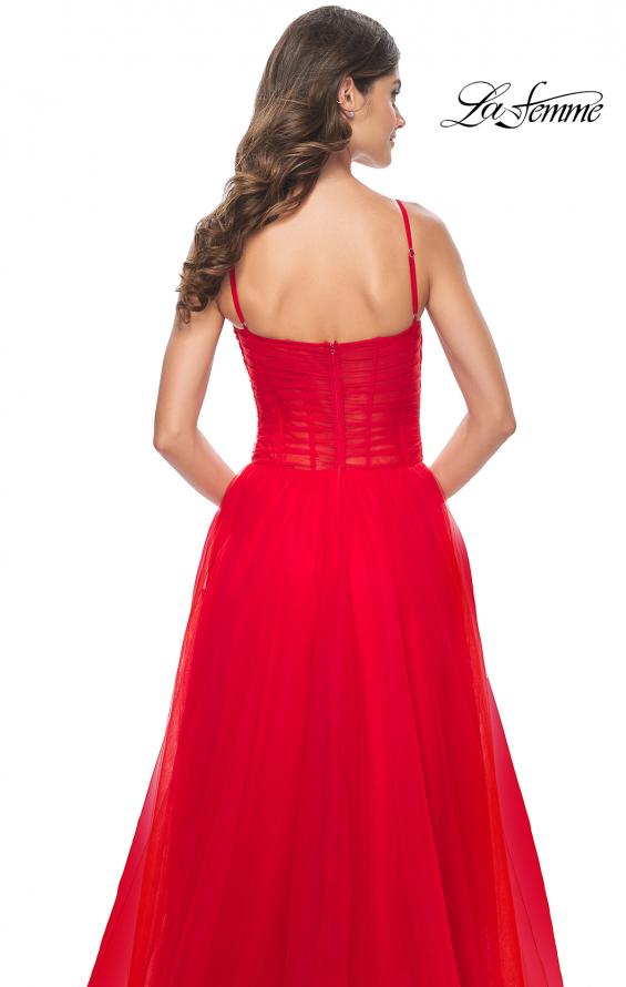 La Femme 32017 prom dress images.  La Femme 32017 is available in these colors: Black, Emerald, Indigo, Red.