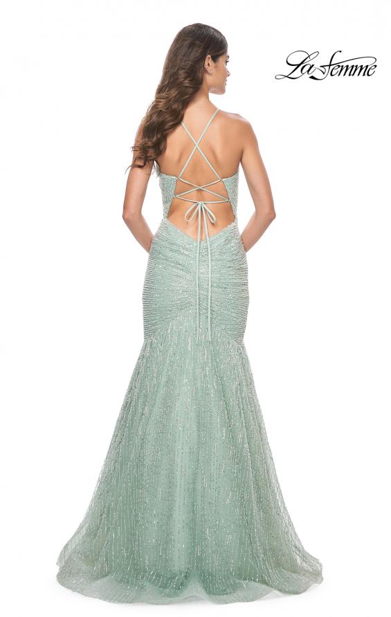 La Femme 32026 prom dress images.  La Femme 32026 is available in these colors: Sage.