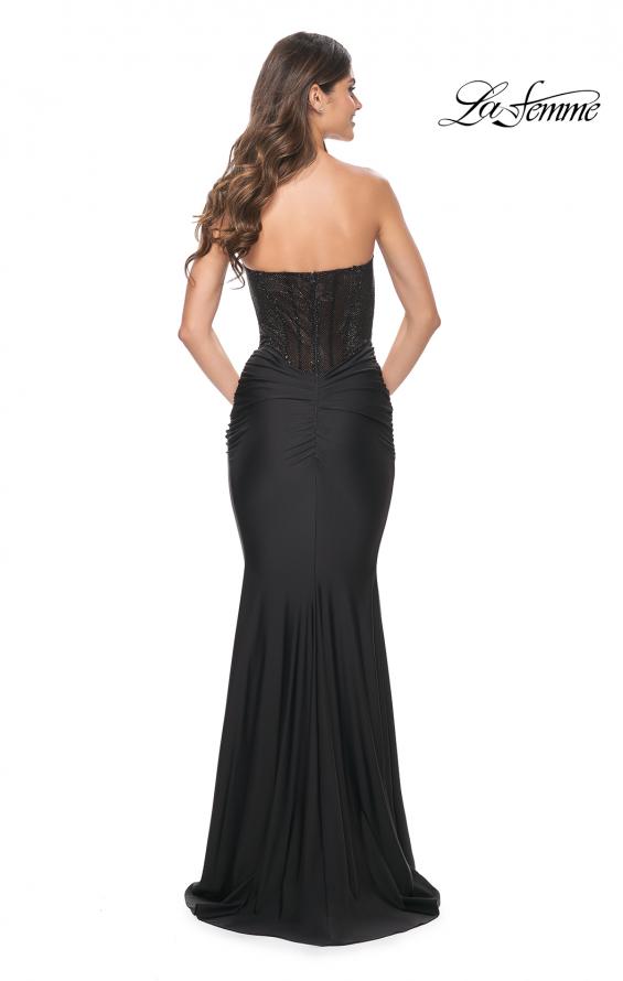 La Femme 32069 prom dress images.  La Femme 32069 is available in these colors: Black, Royal Blue.