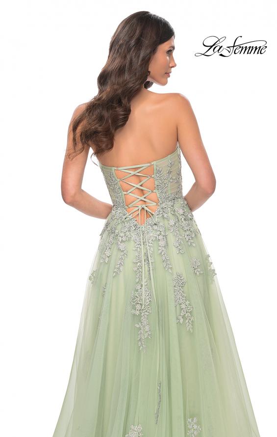 La Femme 32084 prom dress images.  La Femme 32084 is available in these colors: Blush, Light Periwinkle, Royal Blue, Sage.