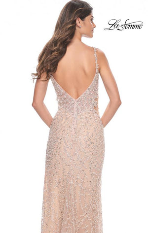 La Femme 32103 prom dress images.  La Femme 32103 is available in these colors: Black, Nude.