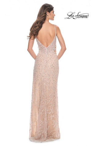 La Femme 32103 prom dress images.  La Femme 32103 is available in these colors: Black, Nude.