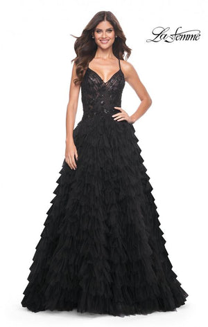La Femme 32108 prom dress images.  La Femme 32108 is available in these colors: Black.