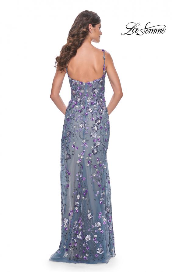 La Femme 32163 prom dress images.  La Femme 32163 is available in these colors: Slate Blue.