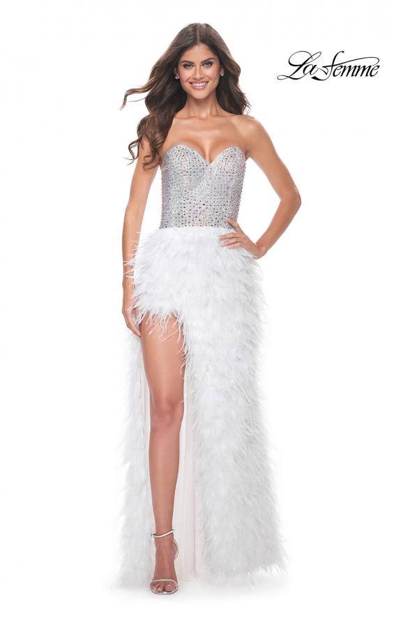 La Femme 32165 prom dress images.  La Femme 32165 is available in these colors: Black, White.