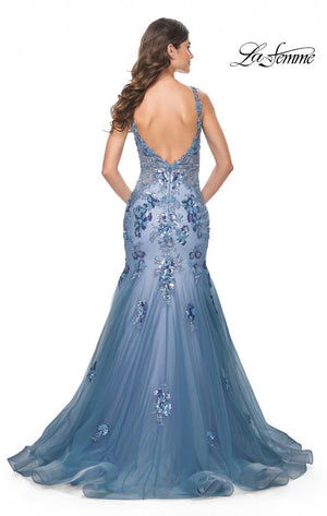 La Femme 32192 prom dress images.  La Femme 32192 is available in these colors: Slate Blue.