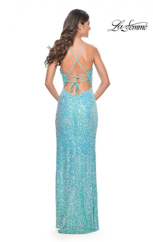 La Femme 32211 prom dress images.  La Femme 32211 is available in these colors: Aqua.