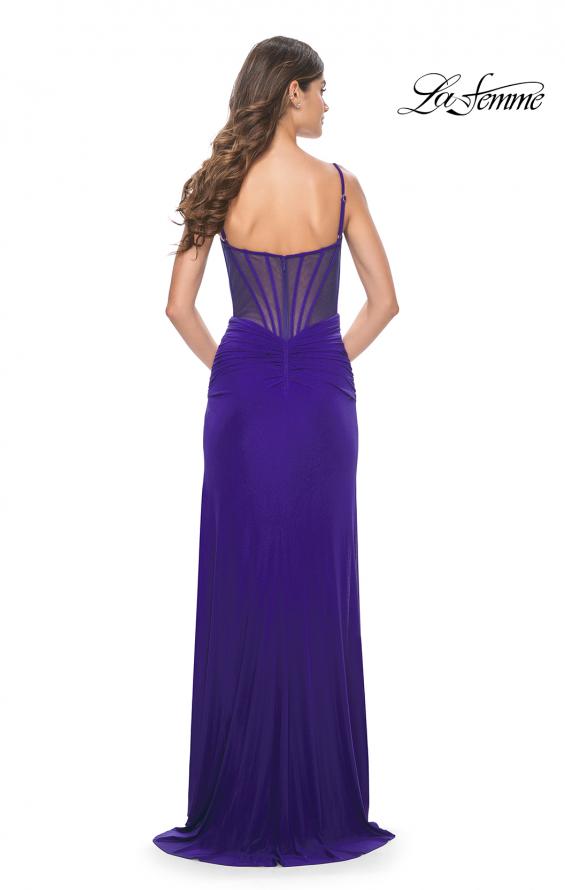 La Femme 32212 prom dress images.  La Femme 32212 is available in these colors: Indigo, Wine.