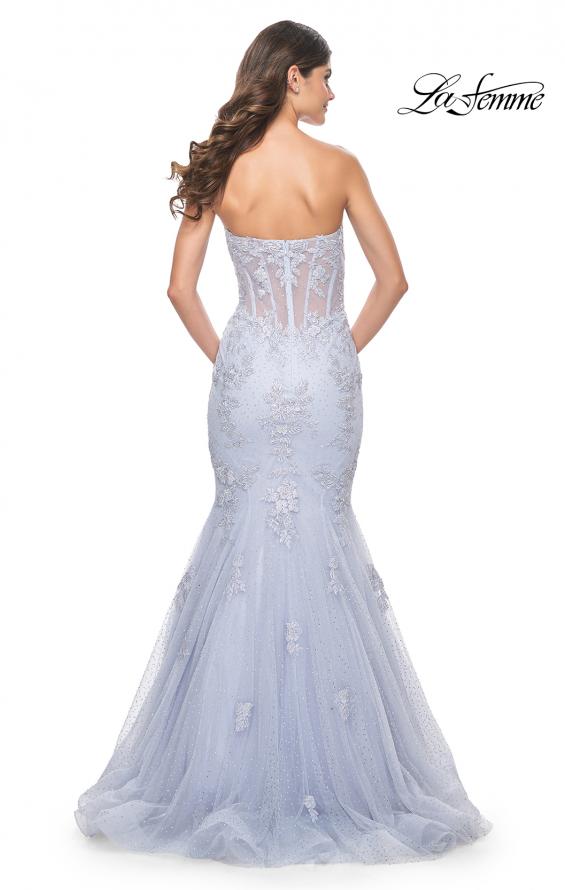La Femme 32214 prom dress images.  La Femme 32214 is available in these colors: Light Periwinkle.