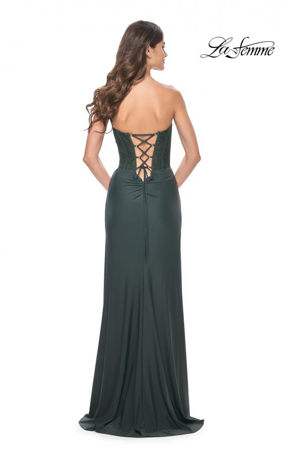 La Femme 32234 prom dress images.  La Femme 32234 is available in these colors: Emerald, Red, Royal Blue.