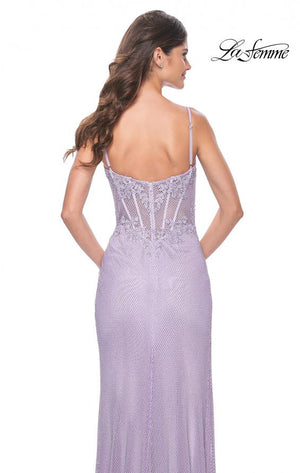 La Femme 32236 prom dress images.  La Femme 32236 is available in these colors: Champagne, Lavender, Sage.