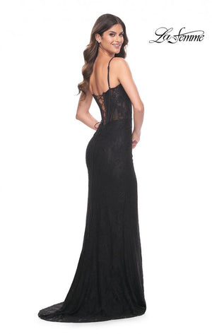 La Femme 32237 prom dress images.  La Femme 32237 is available in these colors: Black, Red.