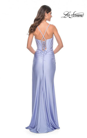 La Femme 32256 prom dress images.  La Femme 32256 is available in these colors: Hot Pink, Jade, Light Periwinkle.