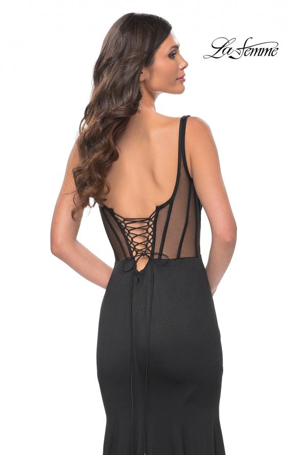 La Femme 32268 prom dress images.  La Femme 32268 is available in these colors: Black, Red.