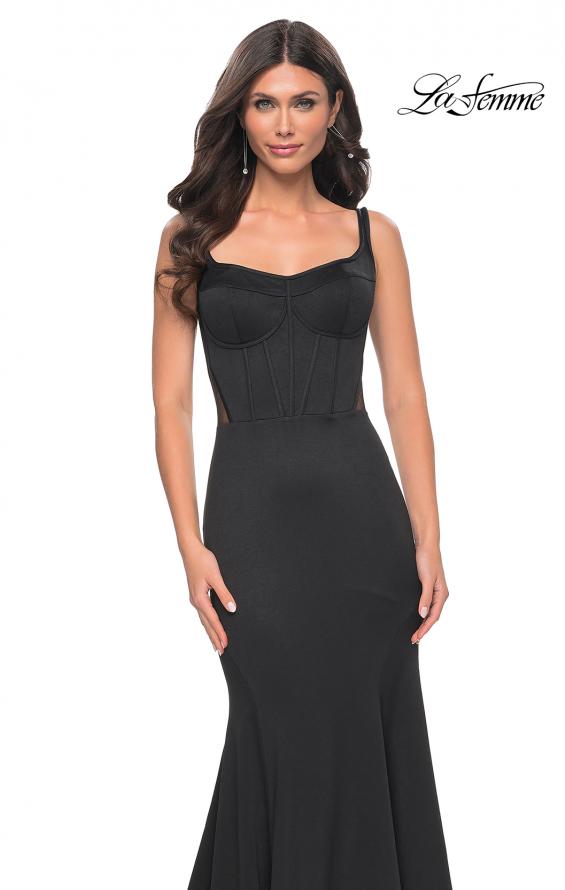 La Femme 32268 prom dress images.  La Femme 32268 is available in these colors: Black, Red.