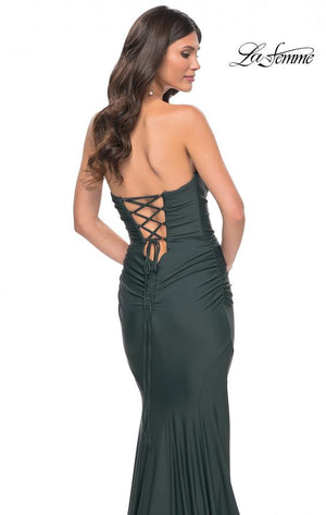 La Femme 32289 prom dress images.  La Femme 32289 is available in these colors: Dark Emerald, Dark Wine, Royal Blue.