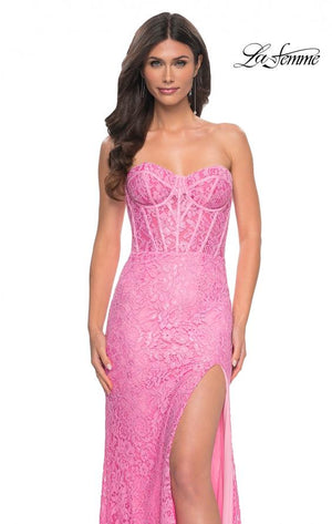 La Femme 32298 prom dress images.  La Femme 32298 is available in these colors: Papaya, Pink.