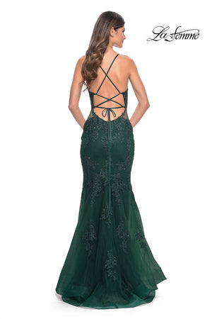 La Femme 32305 prom dress images.  La Femme 32305 is available in these colors: Dark Emerald, Royal Blue.